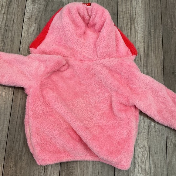 Disney Minnie Mouse Fuzzy Zip Up Hoodie Flower Applique Pink Girl's Size 7 - Picture 4 of 5